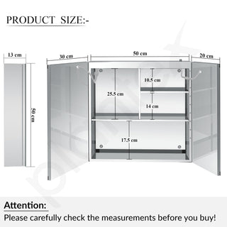 Plantex 304 Grade Stainless Steel Cabinet with LED Mirror/Bathroom Shelf for Wall with Mirror/Double Door Luxury Bathroom Cabinet (19x19 Inch-LED & Defogger/Chrome)