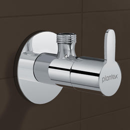 Plantex FLO-805 Pure Brass Angle Valve for Bathroom with Teflon Tape & Brass Wall Flange/Angle Cocke for Bathroom/Wash basin/Washing Machine- (Chrome)