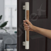 Plantex Main Door Handle/15 Inch Main Door Handle/Glass Door Handle/Wooden Door Handle/Pull-Push Door Handle/Door Accessories - Pack of 1 (S-604-Satin and Wood) - 3 Years Warranty