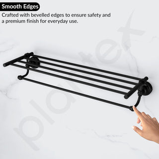 Plantex 304 Grade Stainless Steel 24 inch Towel Rack for Bathroom/Towel Stand/Hanger/Bathroom Accessories - Skyllo (Black)
