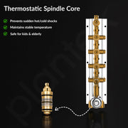 Plantex 5 Way Thermostatic Shower Diverter/Pure Brass Concealed & Exposed 5-Outlet Mixer Valve Body/Multi-Function Bathroom Diverter with Button Control - (Kubix Primium-2589)