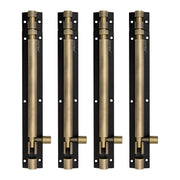 Plantex Heavy Duty 8-inch Joint-Less Tower Bolt for Wooden and PVC Doors for Home Main Door/Bathroom/Windows/Wardrobe - Pack of 4 (703, Brass Antique and Black)