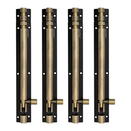 Plantex Heavy Duty 8-inch Joint-Less Tower Bolt for Wooden and PVC Doors for Home Main Door/Bathroom/Windows/Wardrobe - Pack of 4 (703, Brass Antique and Black)
