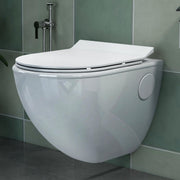 Plantex Platinum Ceramic Commode for Toilet/Rimless Wall Hung Western Toilet/Bathroom Commode With Soft Closing Toilet Seat - P Trap (White)