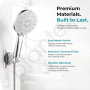 Plantex Hand Shower for Bathroom/6 Mode Multifunctional Shower/5-Inch ABS Plastic Silicone Handheld Shower Head/Easy Mode Switching – (Chrome & White, H459)