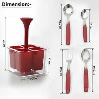 Plantex Oppo Cutlery Set with Storage Box/Spoon Set/Spoon Stand for Kitchen and Dining (24 Pieces - Brown)