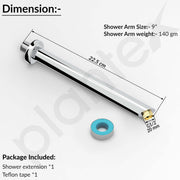 Plantex 9-Inch Round Shower Arm for Overhead Shower/Stainless Steel Shower Pipe/Wall Mount Bathroom Fitting with Â½-Inch Thread - Pack of 1 (Chrome)
