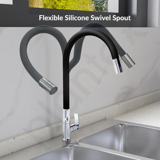 Plantex Sink Tap For Basin With Water Saving Nozzle For Sink Tap/Flexible Silicone Swivel Spout Kitchen Faucet/Water Tap For Kitchen Sink-(COL-1012B), Black
