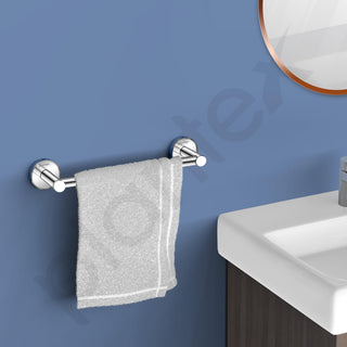 Plantex Towel Holder for Bathroom/12 inch Towel Bar/Single Towel Rod/Towel Hanger for Home/Bathroom Accessories - Pack of 2 (Chrome)