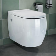 Plantex Ceramic Wall Mount Western Commode/Rimless Washdown Commode for Toilet Seat/Round Tankless Smart Push Flush Toilet - P Trap Outlet (White)