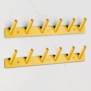 Plantex Wall Hooks for Hanging Cloth/Stainless Steel Towel Hangers/Bathroom Robe Hooks/Door Hangers/Square Wall Hook/Hook Rail for Hanging Keys - 6 Hooks (Pack of 2, PVD Gold)