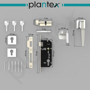 Plantex Triple Security Door Lock for Home/Main Door Lock Set with 3 Years of Warranty/Mortise Lock for Door with Brass Lock Body & Cylinder(7064 - Chrome & Satin White)