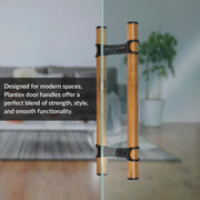 Plantex 12 Inch Main Door Handle/Stainless Steel & Wooden Door Handle/Pull-Push Handle for Door/Office & Hotel - Pack of 1 (DTMD-428, Black & Wood)