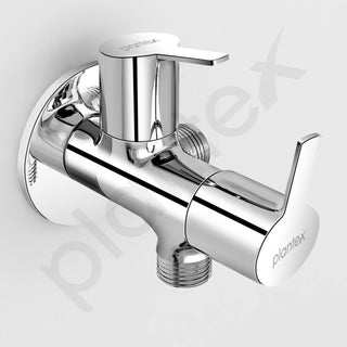 Plantex Angle Valve 2 in 1/Two Way Angle Cock Tap with Wall Flange & Teflon Tape/Angle Valve for Bathroom-(Chrome)