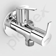 Plantex Angle Valve 2 in 1/Two Way Angle Cock Tap with Wall Flange & Teflon Tape/Angle Valve for Bathroom-(Chrome)
