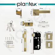 Plantex Door Lock for Home/Main Door Lock Set/Mortise Lock Set with Brass Lock Body & Cylinder - Pack of 1 (7133, Brass Antique & PVD Gold)