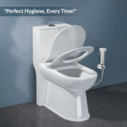 Plantex Hygienic Toilet Combo/ Polypropylene Toilet Seat Cover for Bathroom/ Pure Brass Health Faucet set with 1.20 meter Hose Pipe for Toilet with Wall Hook - Combo (Chrome)
