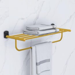 Plantex 304 Grade Stainless Steel 24 inch Towel Rack/Towel Stand/Towel Holder for Bathroom/Towel Hanger for Bathroom/Bathroom Accessories - Parv (Gold & Black)