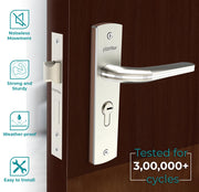 Plantex Heavy-Duty Door Lock Set - Main Door Lock Handle Set/ 6-Lever Lock Mechanism with 3 Years of Warranty/Mortise Lock with 3 Keys, Brass Lock Body & Cylinder(8077 - Chrome & Matt)