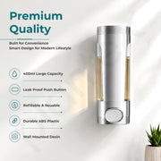 Plantex Liquid Soap Dispenser for Bathroom/ABS Plastic Refillable Soap Handwash Dispenser for Shampoo & Body Lotion - Ideal for Hotels/Hospitals/Restaurants/Offices - (Chrome)