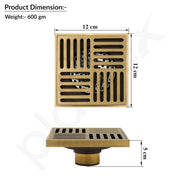 Plantex Solid Brass Floor Drainer for Bathroom/Floor Water Drainer for Bathroom with Anti Foul Cockroach Trap - (Brass Antique- 5 x 2 Inches)