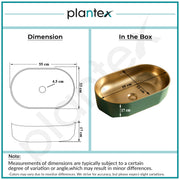 Plantex Designer Wash Basin for Bathroom/Ceramic Table Top Washbasin/Countertop Vessel Sink Basin - (Green Gold, 22 x 13 x 6 Inch)