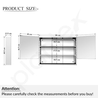 Plantex Premium Bathroom Cabinet with Mirror/ 304 Stainless Steel Bathroom Mirror with Shelf/Storage/Bathroom Organiser/Bathroom Accessories (24x32 Inch-Chrome/Double Door)