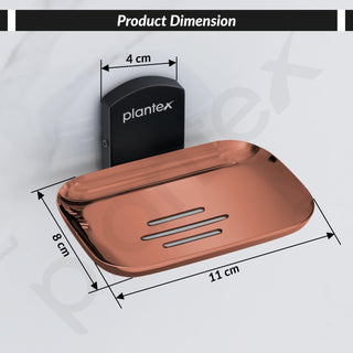 Plantex 304 Grade Stainless Steel soap Dish for Bathroom/Soap Stand for Bathroom/Soap Dish/Bathroom Accessories - Parv (Rose Gold & Black)