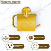 Plantex 304 Grade Stainless Steel Toilet Paper Roll Holder for Bathroom/Toilet Paper Holder/Tissue Paper Roll Holder for Bathroom Accessories - Oreo (Gold)