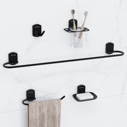 Plantex Parv 304 Grade Stainless Steel Towel Rod for Bathroom/Soap Holder/Napkin Ring/Tumbler Holder/Robe Hook/Bathroom Accessories - Black