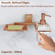 Plantex 304 Grade Stainless Steel Soap Dish with Liquid Dispenser/Soap Stand/Shampoo Dispenser for Bathroom/Bathroom Accessories - Pack of 1 (Crystal, PVD Rose Gold)