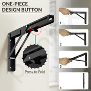 Plantex 12 Inch Foldable Shelf Bracket/GI Steel Multipurpose Bracket/L Bracket/Space Saving Bracket for Wall/Folding Table Bracket for Home & Office (Pair of 1, Black)