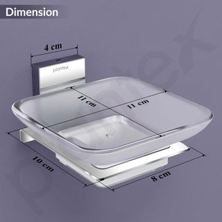 Plantex 304 Grade Stainless Steel Soap Dish/Glass Soap Holder/Soap Storage for Bathroom/Bathroom Accessories - Crystal (Chrome)
