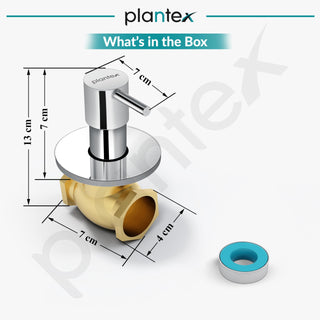 Plantex 25 mm Pure Brass Flush Valve with Teflon Tape & Brass Wall Flange for Commercial & Residential Use-7 Year Warranty (ICO-920-Chrome)