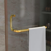 Plantex Shower Door Handle/Stainless Steel Towel Bar Combination/Towel Holder for Glass Shower Door and Bath Door Pull Handle - Pack of 1 (Brass Antique)