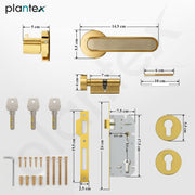 Plantex Door Lock Set with Keys/Mortise Door Lock for Home/Office/Hotel - Pack of 1 (OHMH-21, Brass Antique & PVD Gold)