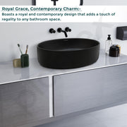 Plantex Ceramic Washbasin for Bathroom/Countertop Bathroom Basin/Oval Tabletop Wash Basin for Office/Restaurant (Charcoal Black - 21.5 x 16 x 5 Inch)