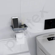 Plantex Stainless Steel with ABS Plastic Self Adhesive Toilet Paper Roll Holder/Tissue Paper Roll Holder with Mobile Stand for Bathroom Accessories Ã¢â‚¬â€œ (Chrome)