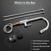 Plantex Pull-Down Kitchen Sink Tap/Pure Brass Sink Tap for Kitchen Basin with 360⁰ Swivel Spout/Kitchen Sink Faucet- (2045, Chrome)