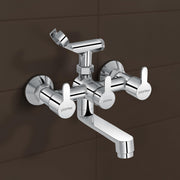 Plantex Telephonic Brass Wall Mixer for Bathroom 2 in 1/Spout Mixer Tap/Hand Shower/Mixer Tap for Bathroom with 7-Year Manufacturer's Warranty-(Flo-817 Chrome)