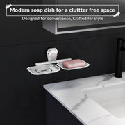 Plantex Double Soap Dish for Bathroom/304 Grade Stainless Steel Dual Soap Holder/Soap Case/Soap Stand/Bathroom Accessories - Pack of 1 (PM-2408, Chrome)