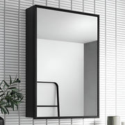 Plantex Bathroom Cabinet with Mirror/Aluminium Framed Bathroom Cabinet Storage/Mirror Cabinet for Bathroom Wall/Bathroom Organiser Cabinet (16x24 Inch, Black)