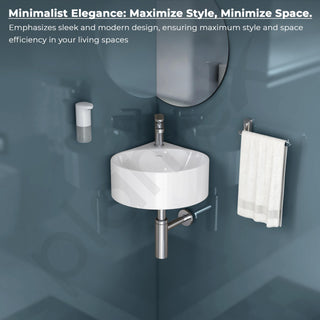 Plantex Ceramic Wall Hung Basin/Corner Bathroom Basin/Wall Mounted Wash Basin/Sink for Living Room (Eva, White)