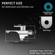 Plantex Two Way Bib Cock Taps Compatible for Washing Machine with Water Saving Nozzle Attachment/2 in 1 Bib Tap with Brass Wall Flange and Teflon Tape- (Orna-Chrome)