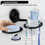 Plantex 304 Grade Stainless Steel Bathroom Soap Holder and Brush Stand for Wash Basin Bathroom Accessories - Cubic (Black)