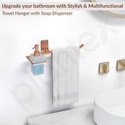 Plantex 304 Grade Stainless Steel Liquid Soap Dispenser with Napkin Ring/Shampoo Dispenser/Towel Ring for Bathroom - Pack of 1 (Crystal, PVD Rose Gold)