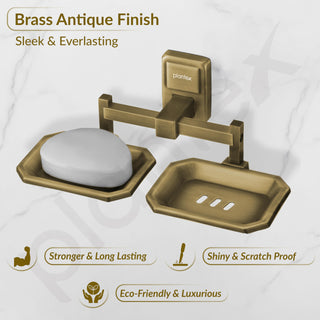 Plantex 304 Grade Stainless Steel Dual Soap Holder for Bathroom/Soap Dish/Bathroom Soap Stand/Bathroom Accessories - Darcy (Antique)