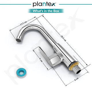Plantex Kitchen Taps for Home Sink with Swivel Spout/Sink Tap for Kitchen Basin with Teflon Tape/Kitchen Faucets for Sink -Chrome (Celesiya-1246)