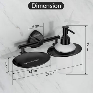 Plantex J4 Stainless Steel Soap Dish with Liquid Dispenser/Soap Stand/Shampoo Dispenser for Bathroom/Bathroom Accessories - Pack of 1 (R-218B, Black)