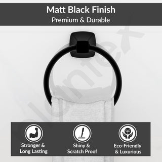 Plantex Space Aluminium Napkin Holder for Wash Basin/Towel Ring/Napkin Hanger/Towel Hanger/Bathroom Accessories (Black Powder Coated)